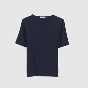NWT Madewell The 9-9 Tee in LuxeRib T-Shirt Ribbed Crewneck Dark Navy Small